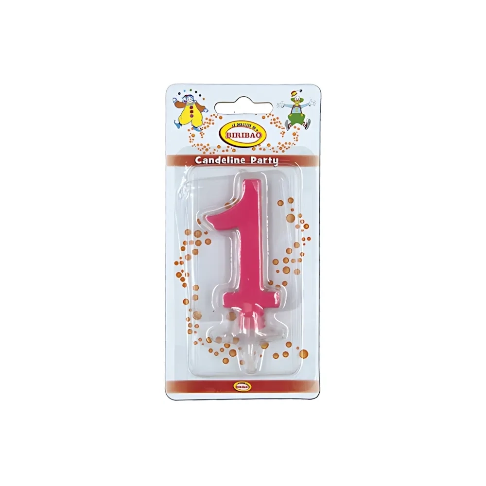 Candelina mini numero 1 fucsia, 1pz.