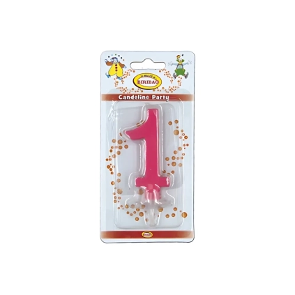 Candelina mini numero 1 fucsia, 1pz.