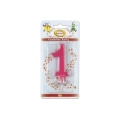 Candelina mini numero 1 fucsia, 1pz.