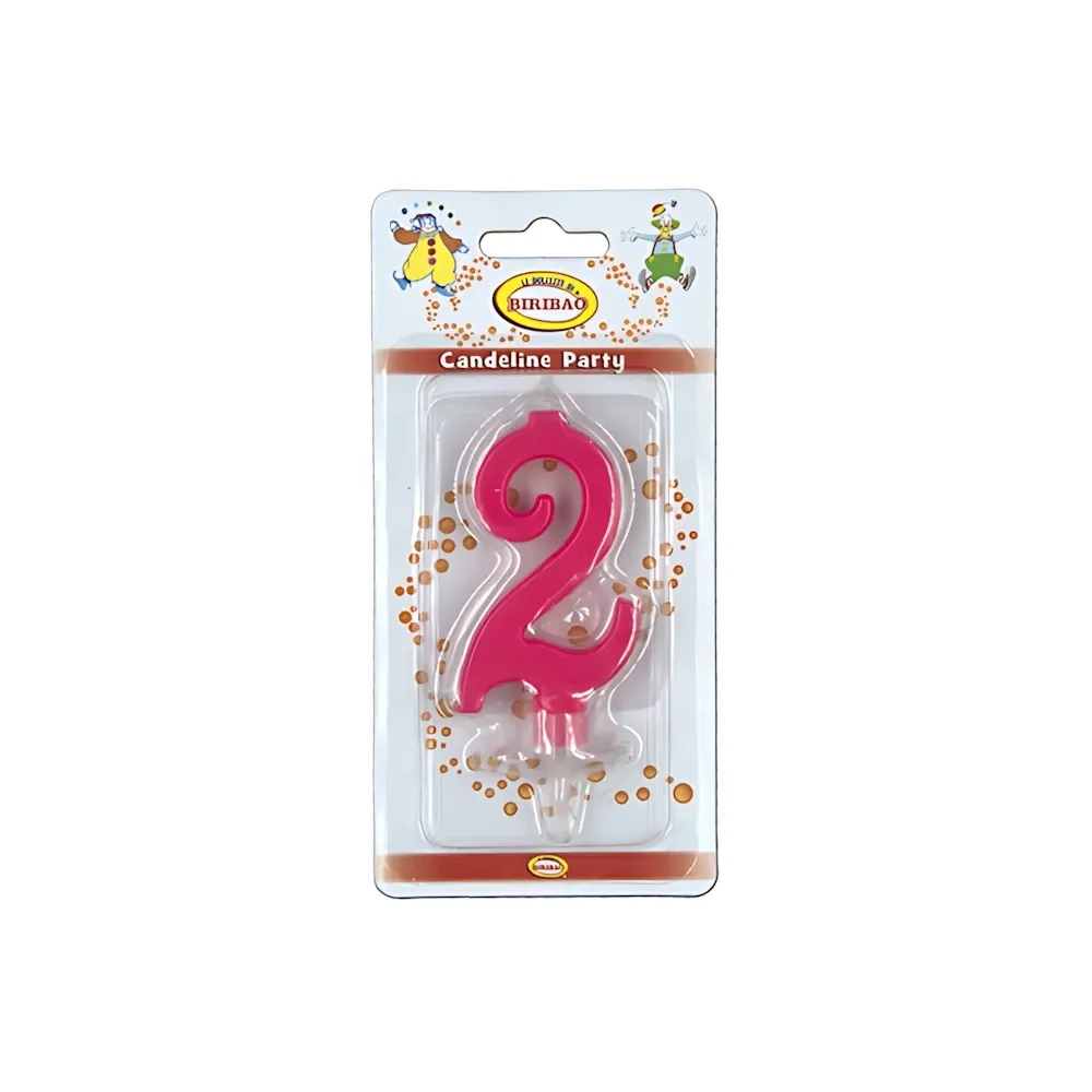 Candelina mini numero 2 fucsia, 1pz.
