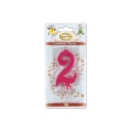 Candelina mini numero 2 fucsia, 1pz.