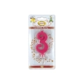 Candelina mini numero 3 fucsia, 1pz.