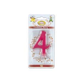 Candelina mini numero 4 fucsia, 1pz.