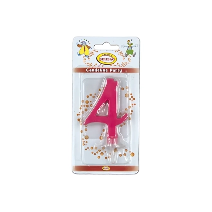 Candelina mini numero 4 fucsia, 1pz.