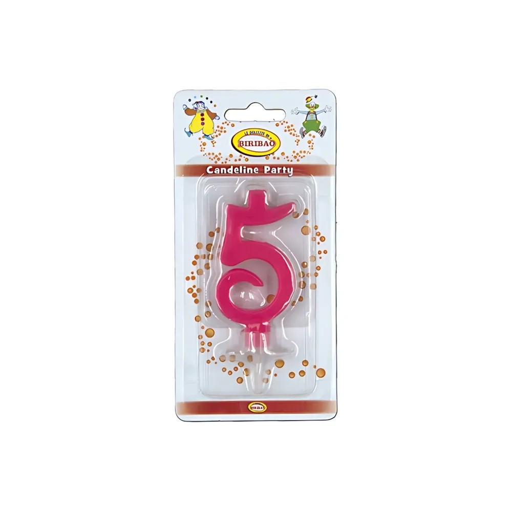 Candelina mini numero 5 fucsia, 1pz.