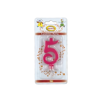 Candelina mini numero 5 fucsia, 1pz.