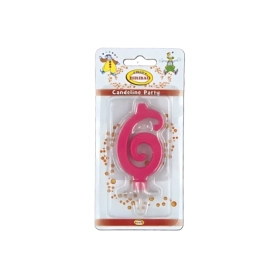 Candelina mini numero 6 fucsia, 1pz.
