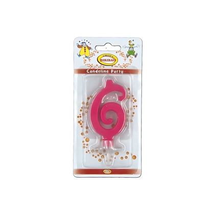 Candelina mini numero 6 fucsia, 1pz.