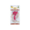 Candelina mini numero 7 fucsia, 1pz.