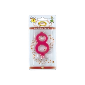 Candelina mini numero 8 fucsia, 1pz.