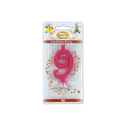 Candelina mini numero 9 fucsia, 1pz.