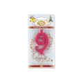 Candelina mini numero 9 fucsia, 1pz.