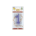 Candelina mini numero 1 glicine, 1pz.