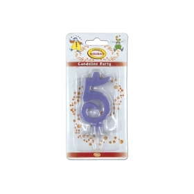 Candelina mini numero 5 glicine, 1pz.