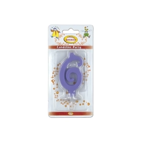 Candelina mini numero 6 glicine, 1pz.