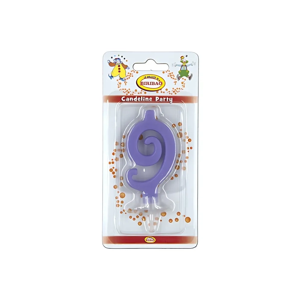 Candelina mini numero 9 glicine, 1pz.