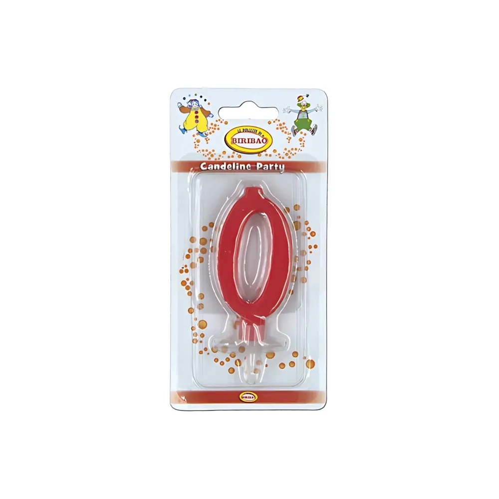 Candelina mini numero 0 rossa, 1pz.