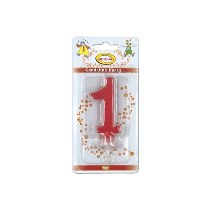 Candelina mini numero 1 rossa, 1pz.