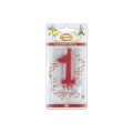 Candelina mini numero 1 rossa, 1pz.