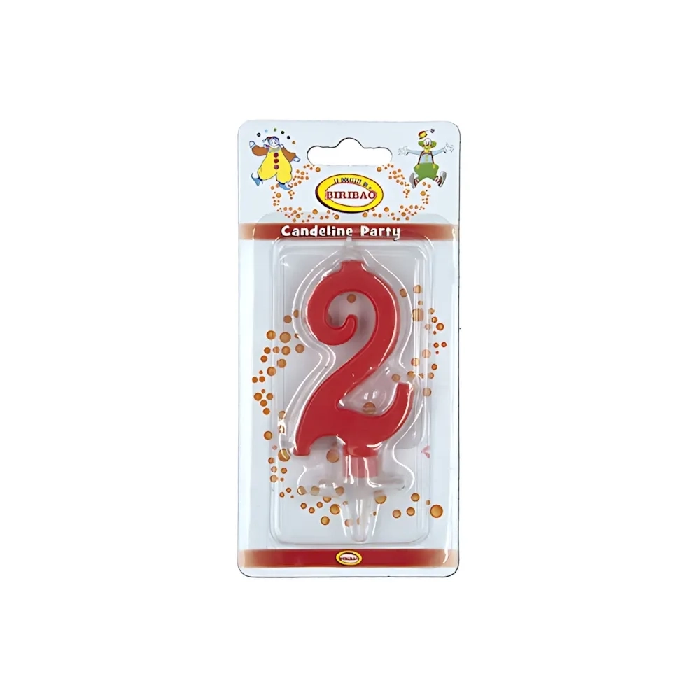 Candelina mini numero 2 rossa, 1pz.