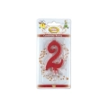 Candelina mini numero 2 rossa, 1pz.