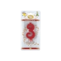Candelina mini numero 3 rossa, 1pz.