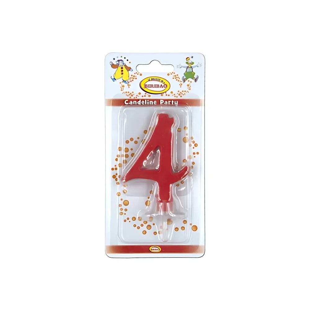 Candelina mini numero 4 rossa, 1pz.