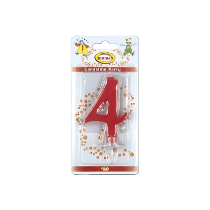 Candelina mini numero 4 rossa, 1pz.