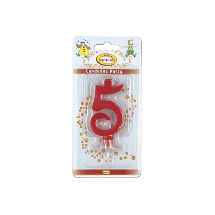 Candelina mini numero 5 rossa, 1pz.