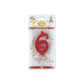 Candelina mini numero 6 rossa, 1pz.