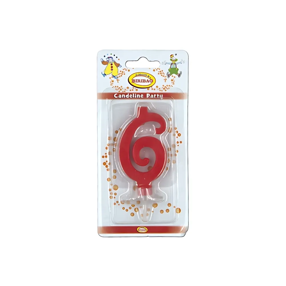 Candelina mini numero 6 rossa, 1pz.
