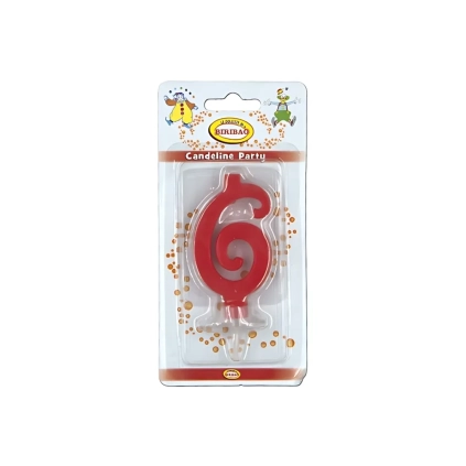 Candelina mini numero 6 rossa, 1pz.