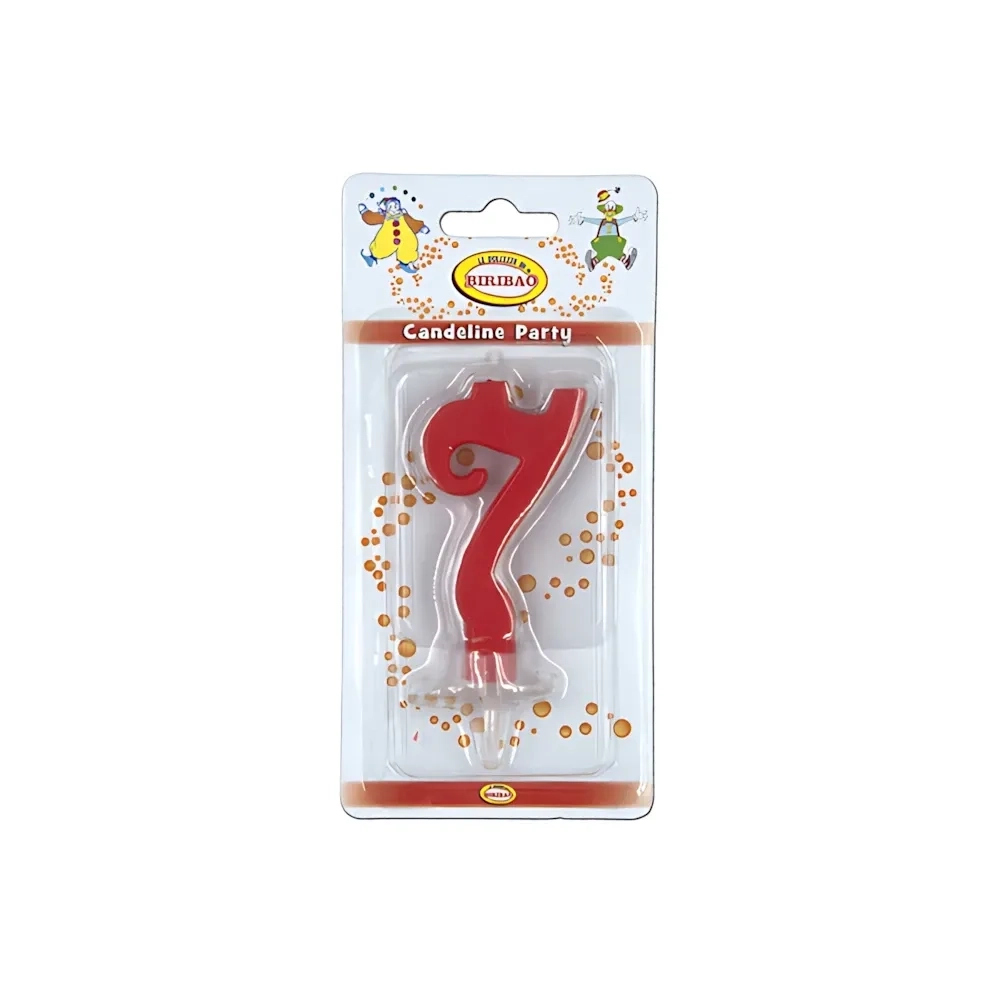 Candelina mini numero 7 rossa, 1pz.