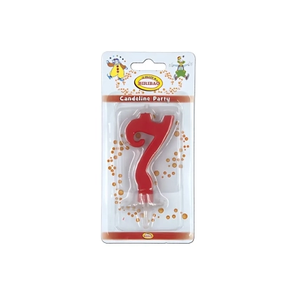 Candelina mini numero 7 rossa, 1pz.