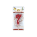 Candelina mini numero 7 rossa, 1pz.