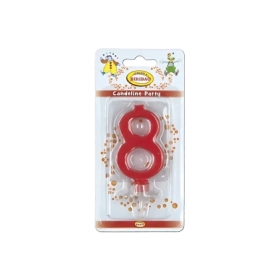Candelina mini numero 8 rossa, 1pz.