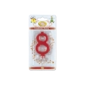 Candelina mini numero 8 rossa, 1pz.