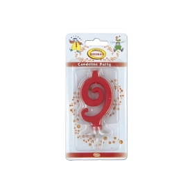 Candelina mini numero 9 rossa, 1pz.