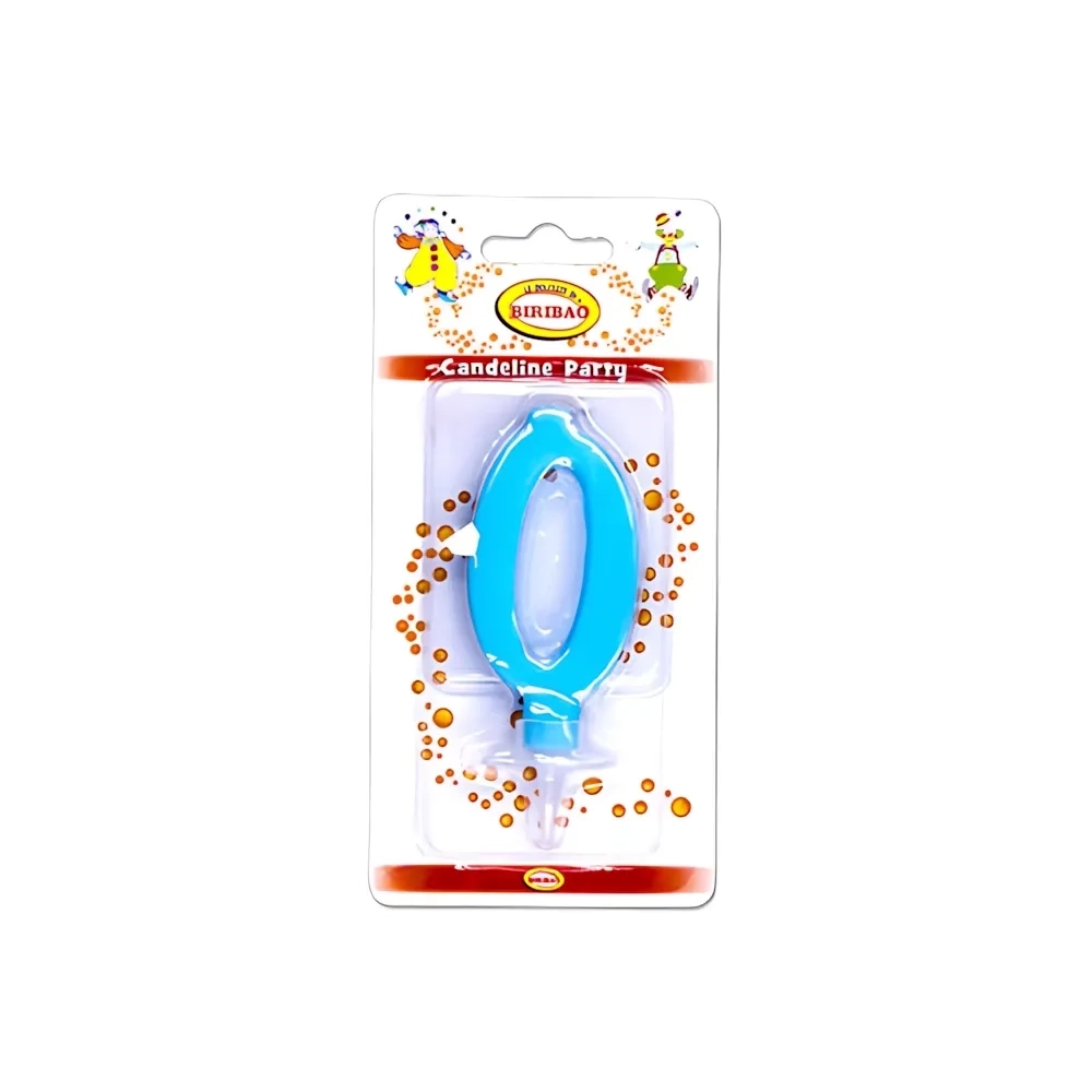 Candelina mini numero 0 celeste, 1pz.