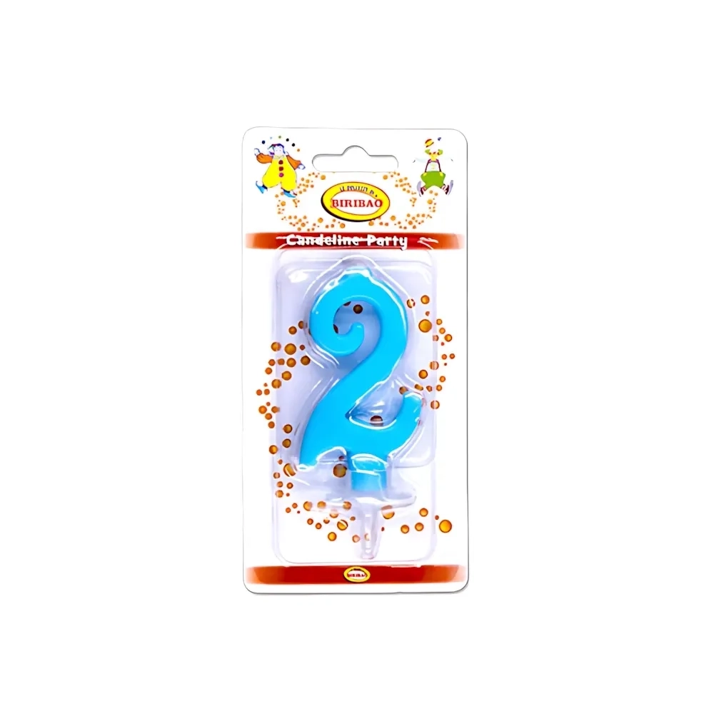Candelina mini numero 2 celeste, 1pz.