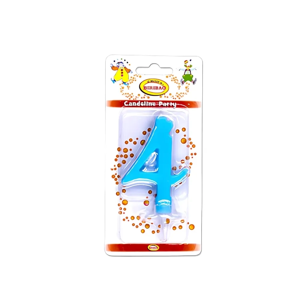 Candelina mini numero 4 celeste, 1pz.