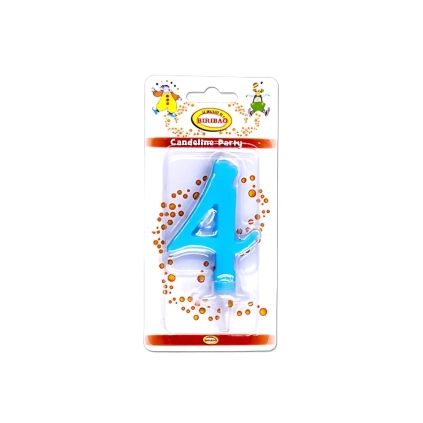Candelina mini numero 4 celeste, 1pz.