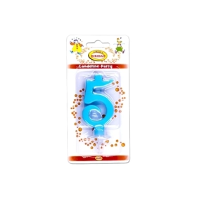 Candelina mini numero 5 celeste, 1pz.