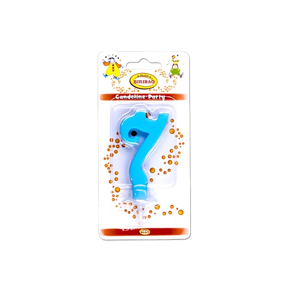 Candelina mini numero 7 celeste, 1pz.