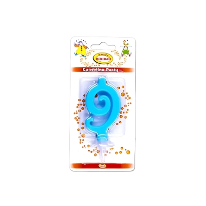 Candelina mini numero 9 celeste, 1pz.