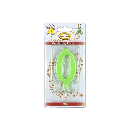Candelina mini numero 0 verde, 1pz.