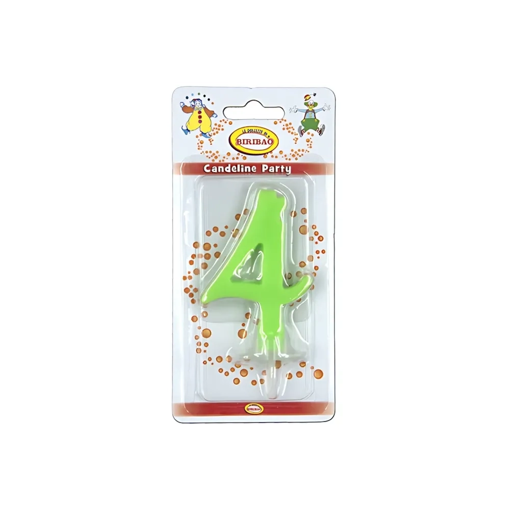 Candelina mini numero 4 verde, 1pz.