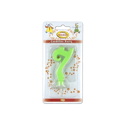 Candelina mini numero 7 verde, 1pz.