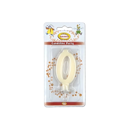 Candelina mini numero 0 avorio, 1pz.