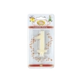 Candelina mini numero 1 avorio, 1pz.